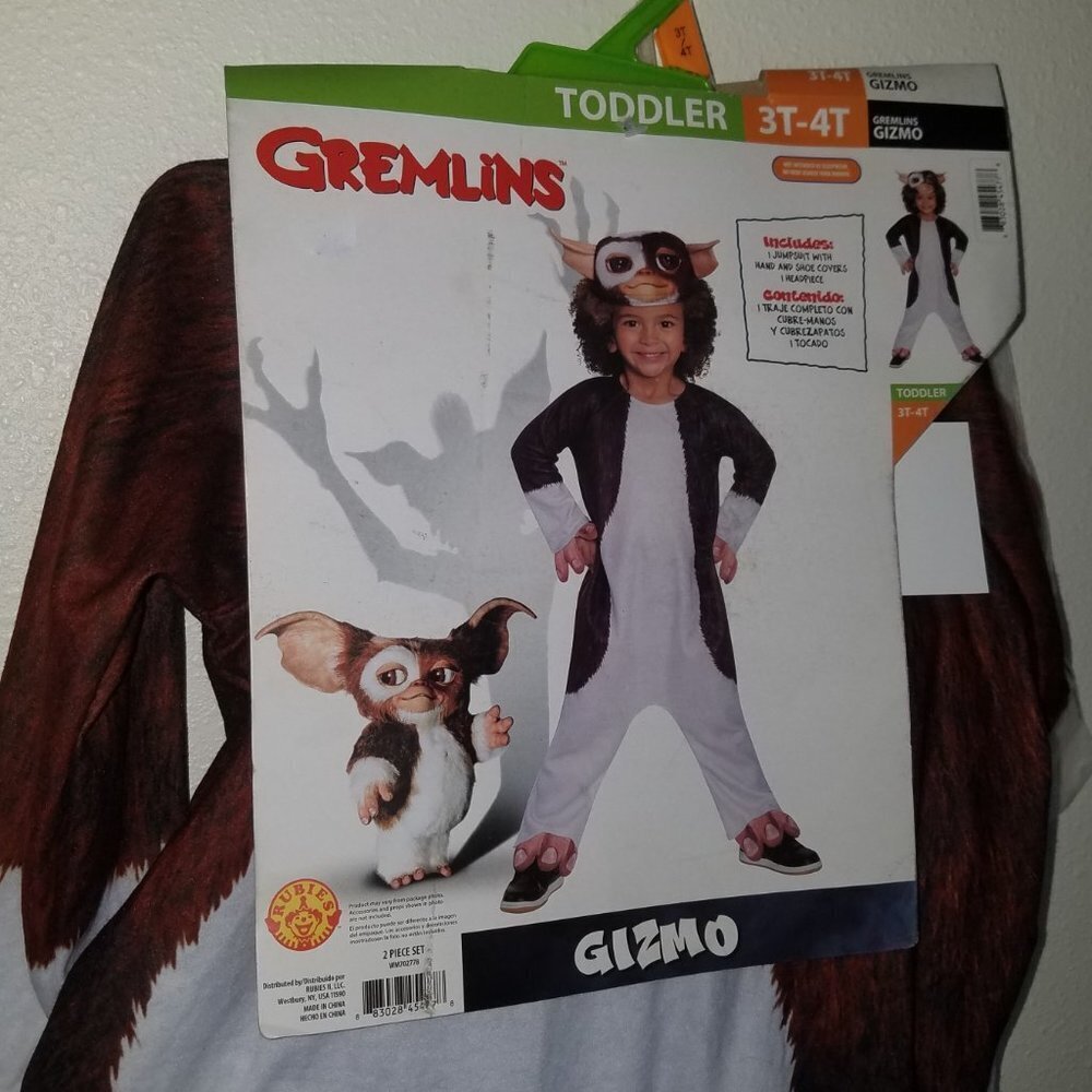 NEW Gizmo Gremlins Halloween Costume Toddler 3T/4T Jumpsuit Headpiece - Picture 4 of 8